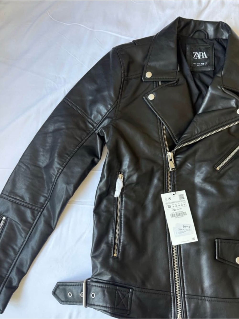 ‼️SOLD‼️Zara Black Faux Leather Moto Jacket with Silver Hardware